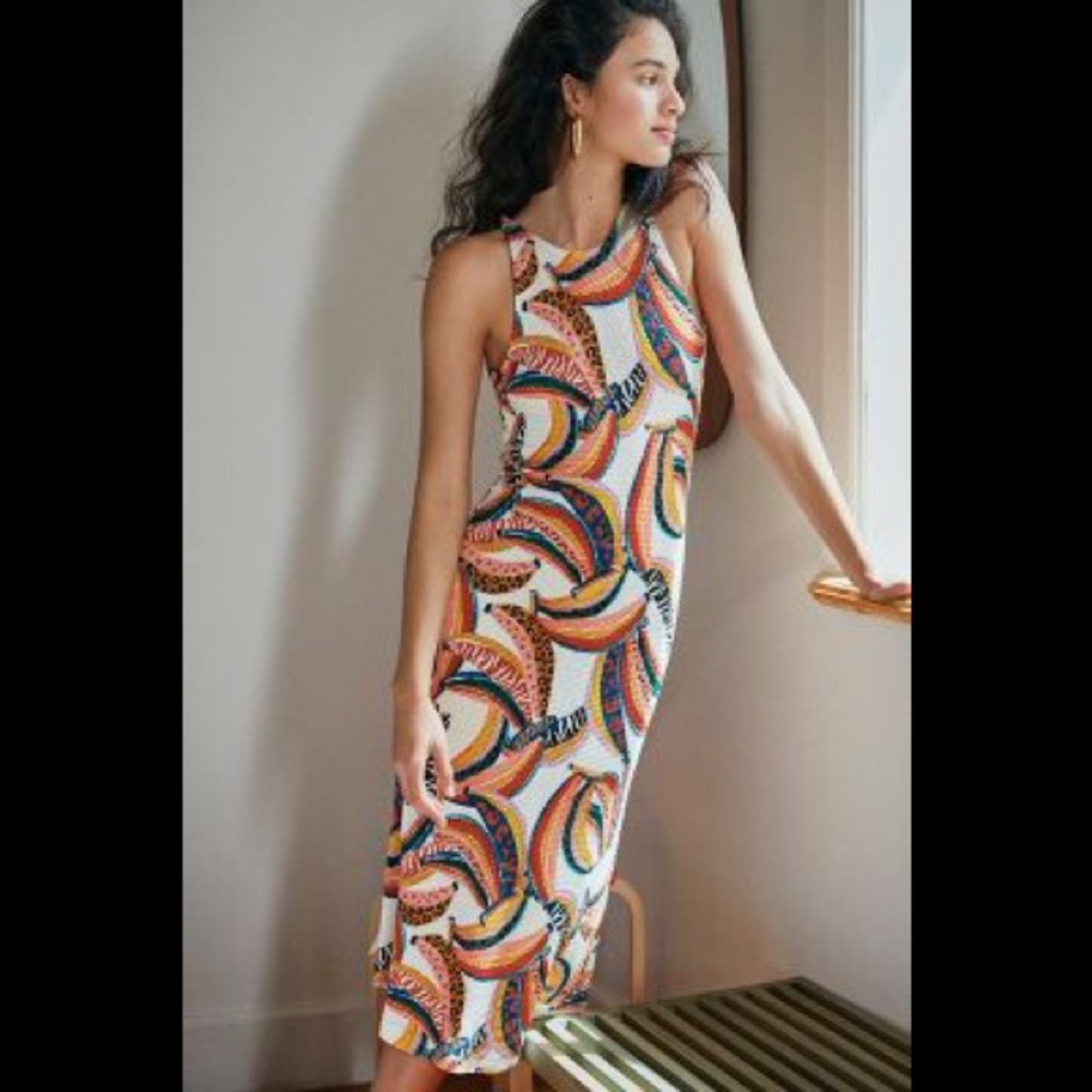 FARM Rio White Midi Dress with Multicolor Arch Print